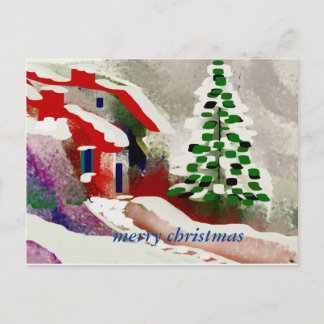 merry christmas holiday postcard