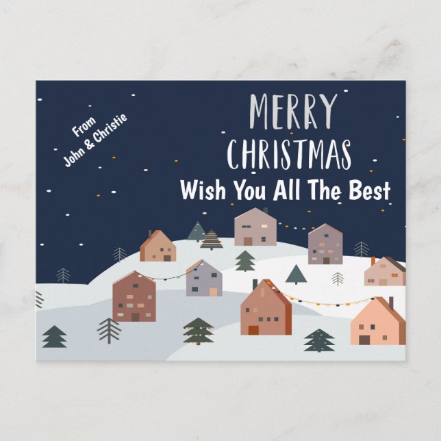 Merry Christmas Holiday Postcard Design Template (Front)