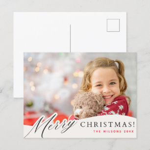 Merry Christmas Holiday Postcard with Custom Photo