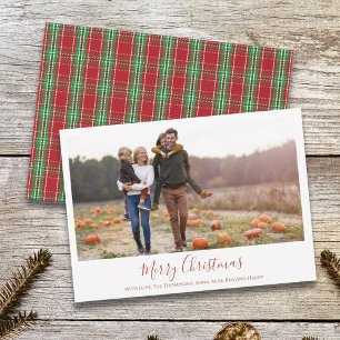 Merry Christmas Holiday Red Green Country Plaid Card