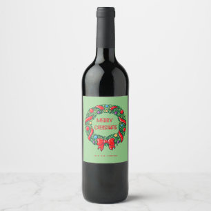 Merry Christmas Holiday Reef Personalised Modern Wine Label