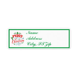 Merry Christmas Holiday Return Address Labels
