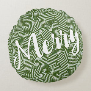 Merry Christmas Holiday Round Cushion