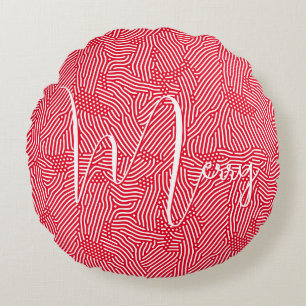 Merry Christmas Holiday Round Cushion