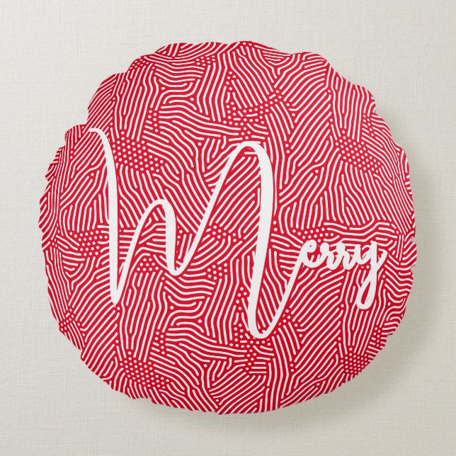 Merry Christmas Holiday Round Cushion (Front)
