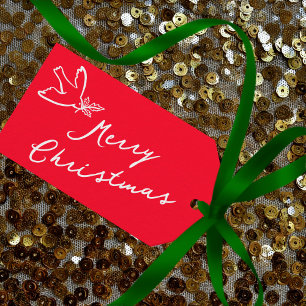MERRY CHRISTMAS Holiday Simple Dove CUSTOM Gift Tags