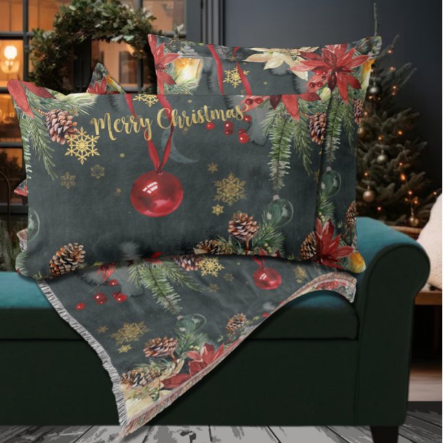 Merry Christmas Holiday Splendour Lumbar Cushion (Creator Uploaded)