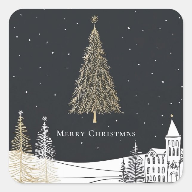 Merry Christmas Holiday Square Sticker (Front)