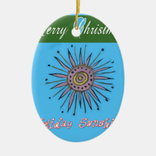 Merry Christmas Holiday Sunshine Collection Ceramic Tree Decoration