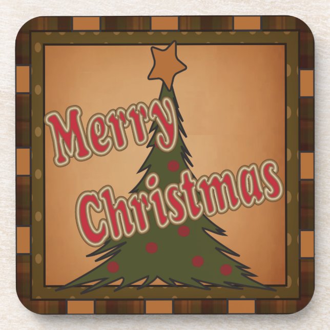Merry Christmas Holiday Tree Coaster (Front)