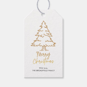 Merry Christmas Holiday Tree Modern Script Gift Tags