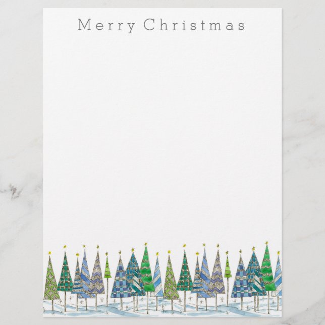 Merry Christmas Holiday Trees Drawing (Front)