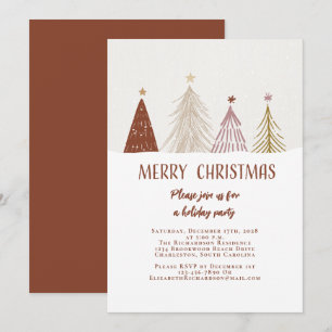 Merry Christmas Holiday Trees Snow Elegant Party Invitation