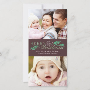 Merry Christmas Holiday Two Photo Card