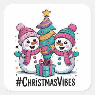 Merry Christmas Holiday Vibes Square Sticker