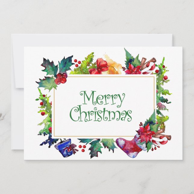 Merry Christmas Holiday Watercolor Frame (Front)