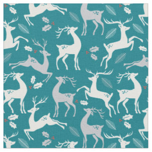 Merry Christmas Holiday Winter Reindeer Fabric