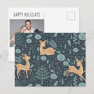Merry Christmas Holiday Woodland Animals Postcar Postcard
