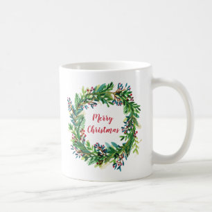 Merry Christmas Holiday Wreath Coffee Mug