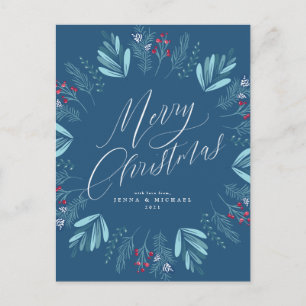 Merry Christmas Holiday Wreath Postcard