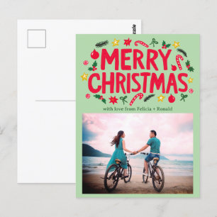 MERRY CHRISTMAS Holiday Xmas CUSTOM PHOTO Postcard