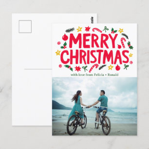 MERRY CHRISTMAS Holiday Xmas CUSTOM PHOTO Postcard