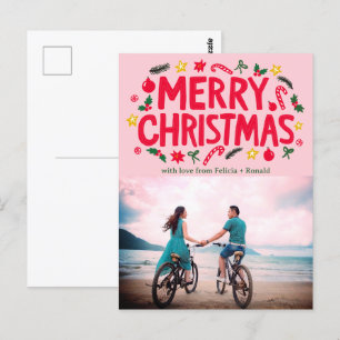 MERRY CHRISTMAS Holiday Xmas CUSTOM PHOTO Postcard