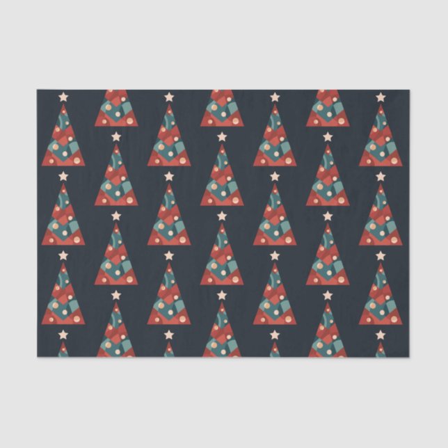 Merry Christmas holidays abstract art xmas tree Tissue Paper (Front)