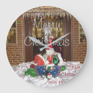 Merry Christmas holidays away from home Inspired A Large Clock