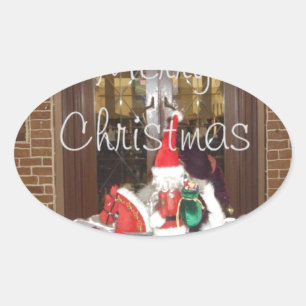 Merry Christmas holidays away from home Inspired A Oval Sticker