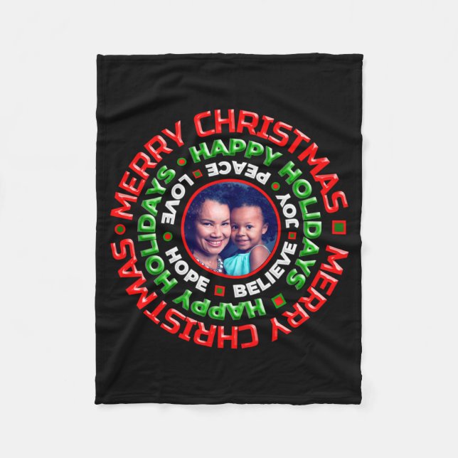 Merry Christmas Holidays Family Photo  Fleece Blanket (Front)