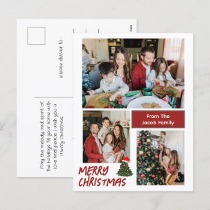 Merry Christmas holidays Modern Typography Photo Holiday Postcard
