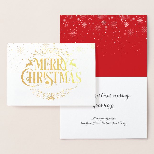 Merry Christmas Holidays Snowflakes Elegant Gold Foil Card (Display)