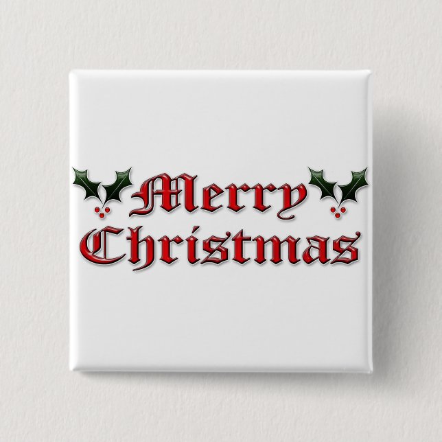 Merry Christmas - Holly 15 Cm Square Badge (Front)