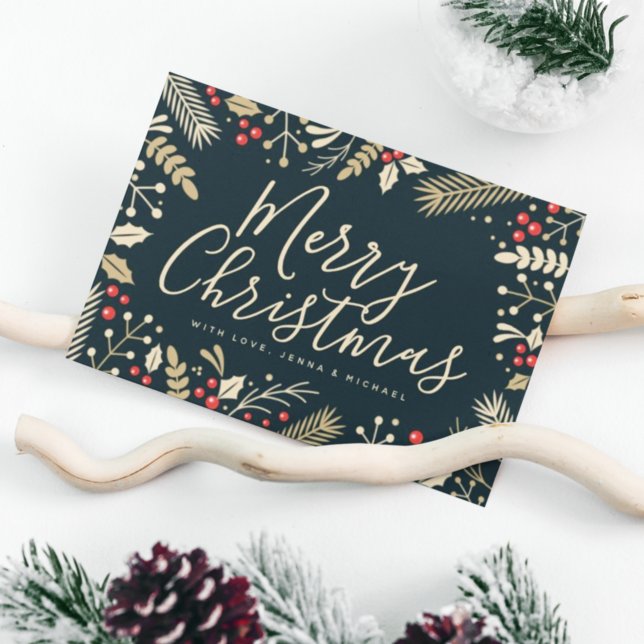 Merry Christmas Holly & Berries Postcard (Creator Uploaded)