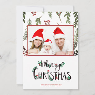 Merry Christmas,Holly Berry Branches Photo