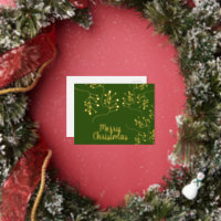 Merry Christmas Holly Berry Gold Pressed Green