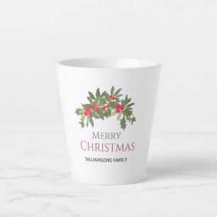 Merry Christmas holly berry holiday Latte Mug