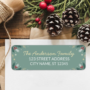 Merry Christmas Holly Berry Holiday Return Address