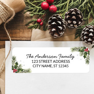 Merry Christmas Holly Berry Holiday Return Address