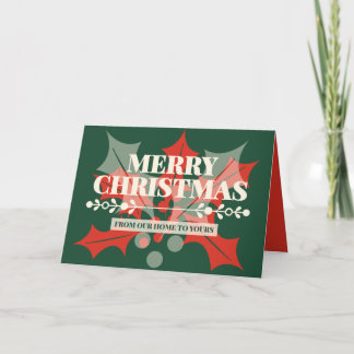 Merry Christmas Holly Berry Photo Card