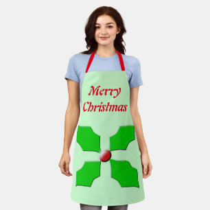 Merry Christmas Holly Custom Apron
