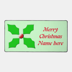 Merry Christmas Holly Custom Name Desk Mat