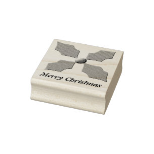 Merry Christmas Holly Custom Wood Art Stamp