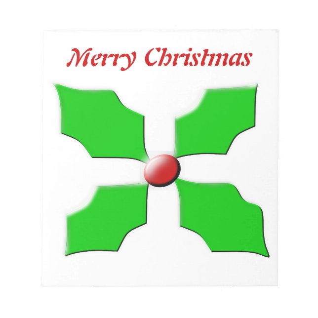 Merry Christmas Holly Customisable Notepad (Front)