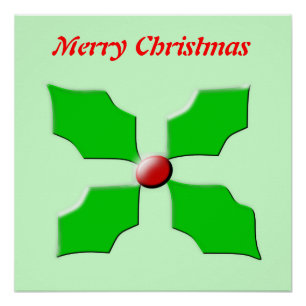 Merry Christmas Holly Customisable Poster