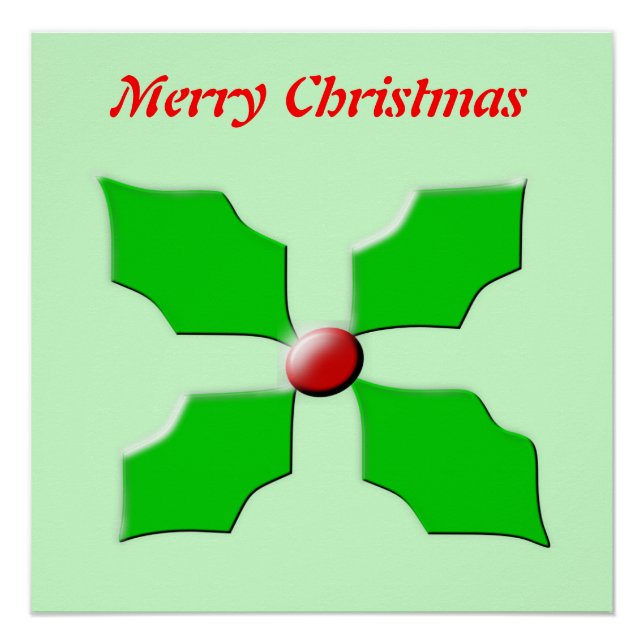 Merry Christmas Holly Customisable Poster (Front)