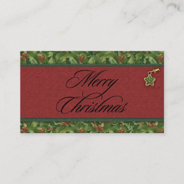 Merry Christmas Holly Enclosure Card (Front)