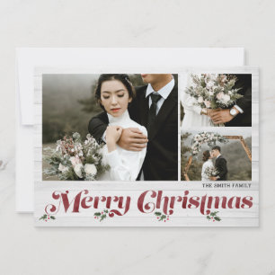 Merry Christmas Holly Family Married Kids Photos Holiday Card
