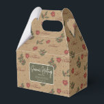 Merry Christmas Holly Foliage Holiday Kraft Favour Box<br><div class="desc">Holly and poinsettias in muted holiday colours on a simulated Kraft paper background. Please reach out with any comments or for customisation assistance. Always happy to help!</div>